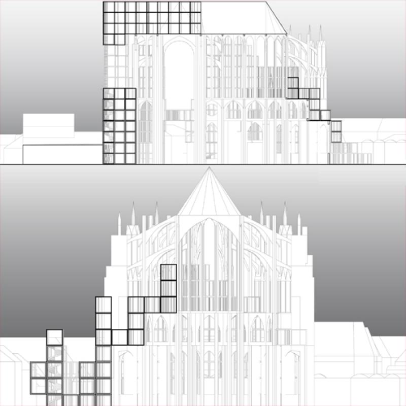 Early concept for the completion of the nave, and the extension on north and east side of the Beauvais Cathedral.