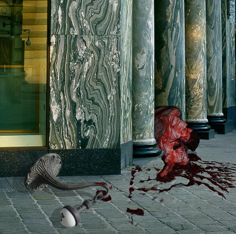 Murder of a man outside the Looshaus building caused by the architectural conflicts of the square.