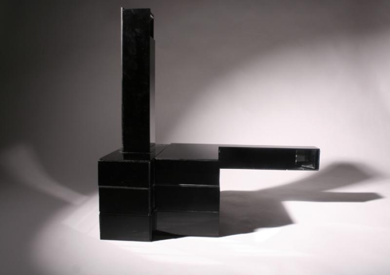 Perspex box with arrangement of Mirrors inside, allowing the viewer to see parts of the self which are normally hidden or physically not possible to see; also allows views from different vantage points. 