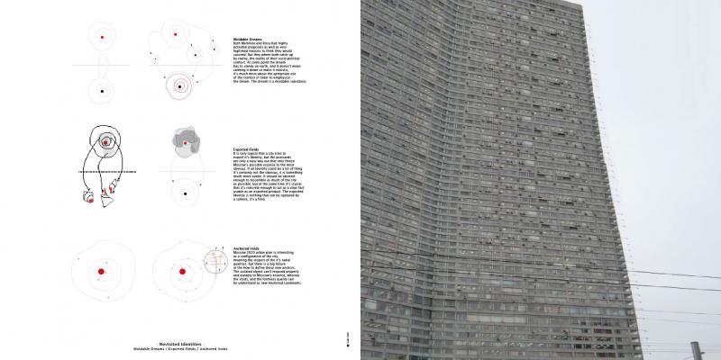 Dreamed, exported and anchored identities are ways to capture Moscow's essence: its scale-less appearance as an abstract-enough identity to unify the city, and concrete enough to be used as a tool for the project.